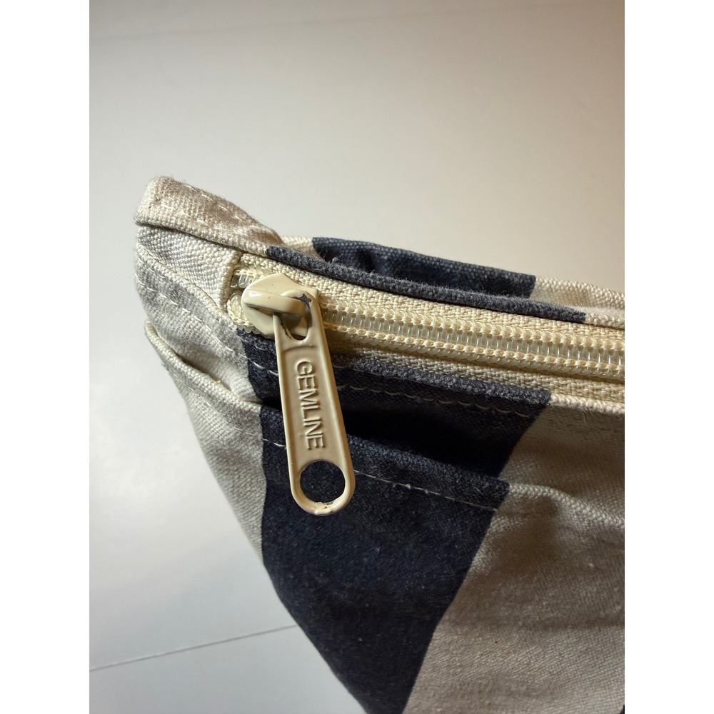 The Ritz-Carlton Bacara Santa Barbara Canvas Tote Bag Navy Stripe Gemline Zipper - Picture 5 of 10